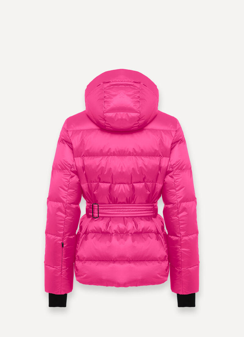 Glossy padded ski jacket with belt