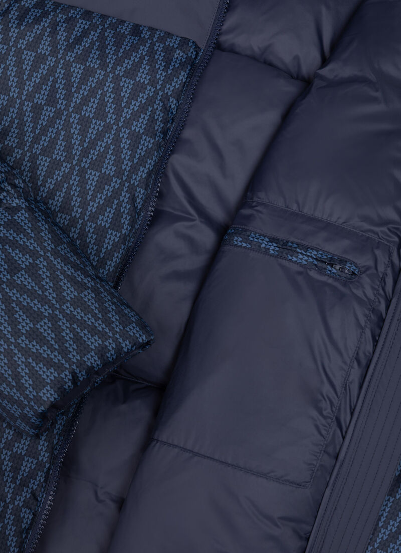 Down jacket with geometric print