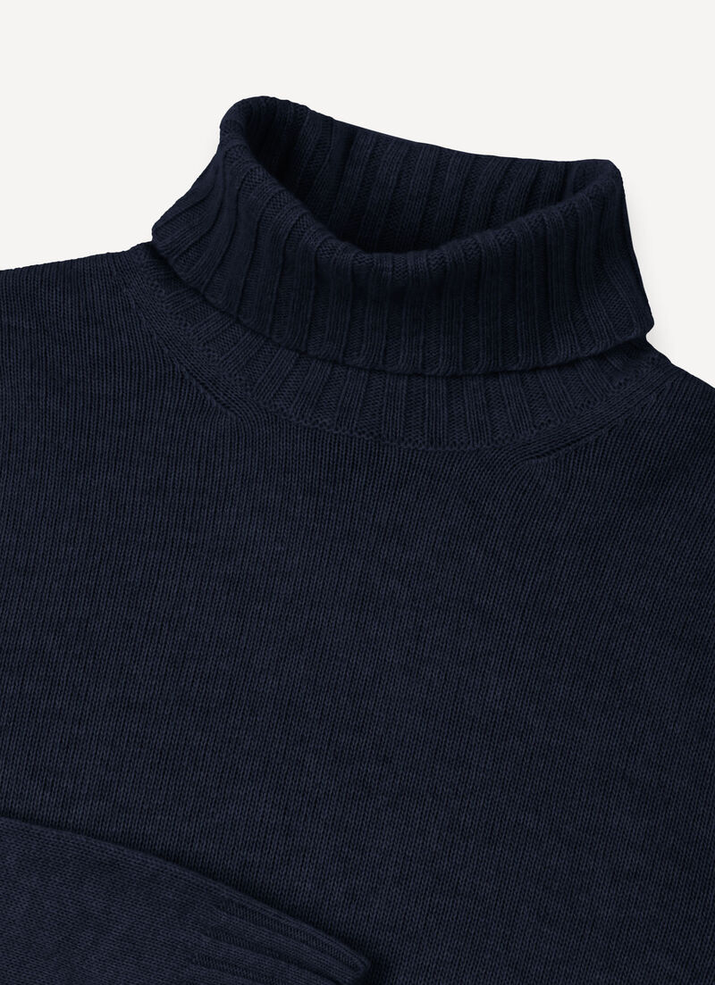 Branded wool polo-neck pullover