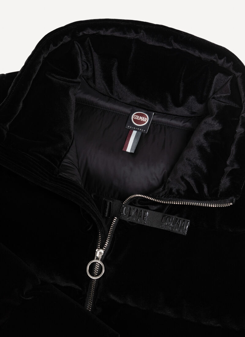 Stretch velvet down jacket