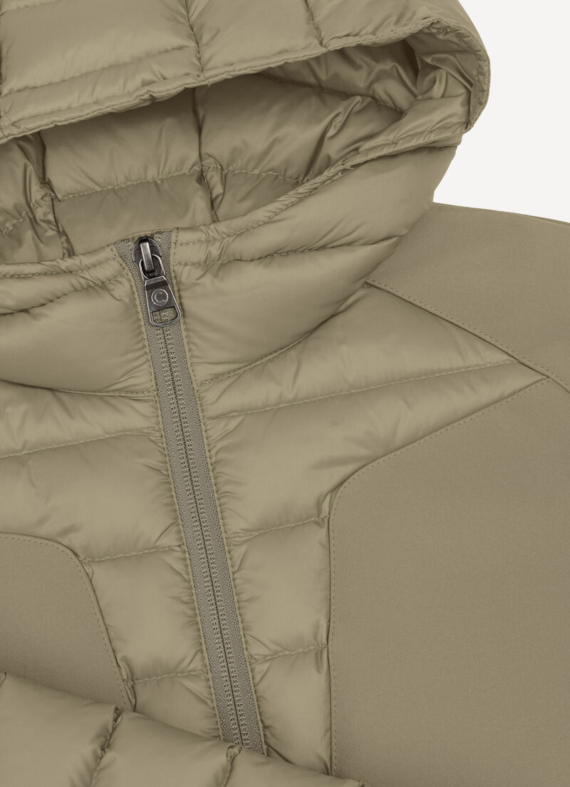 Sporty neoprene and nylon down jacket