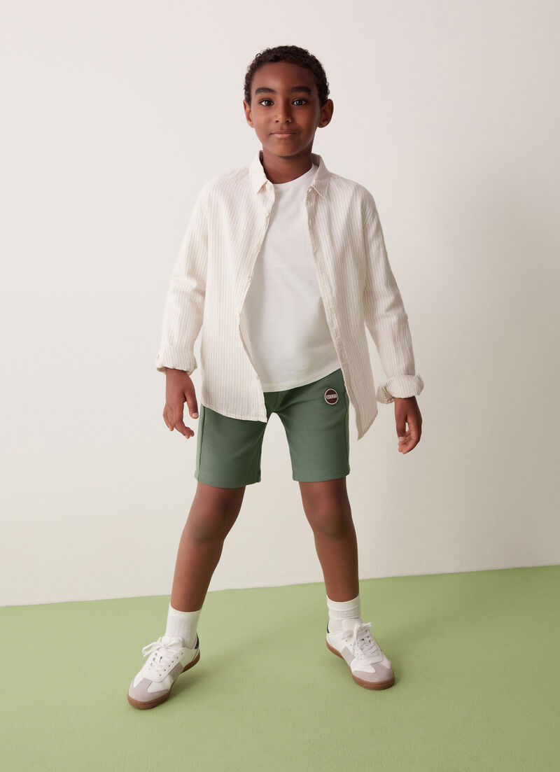 Shorts made from cotton blend piqué interlock fabric