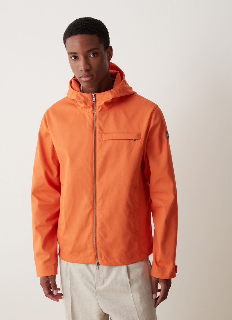 Hooded cotton-look fabric jacket