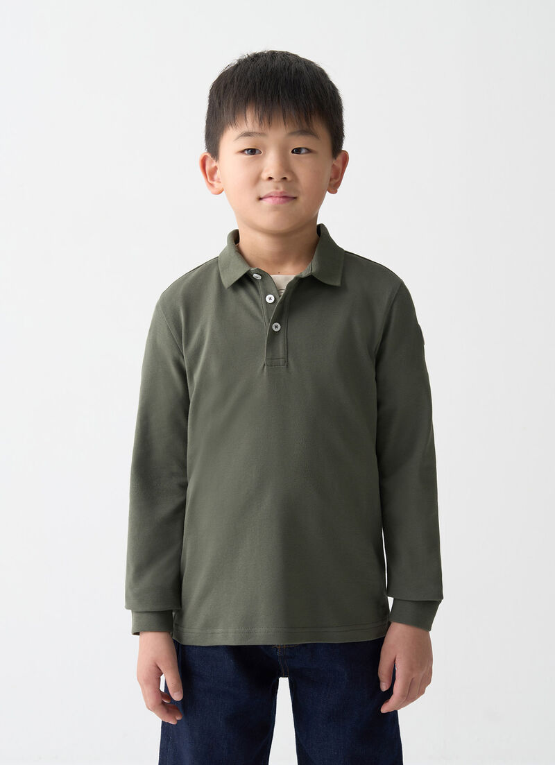 Long-sleeved piqué polo shirt