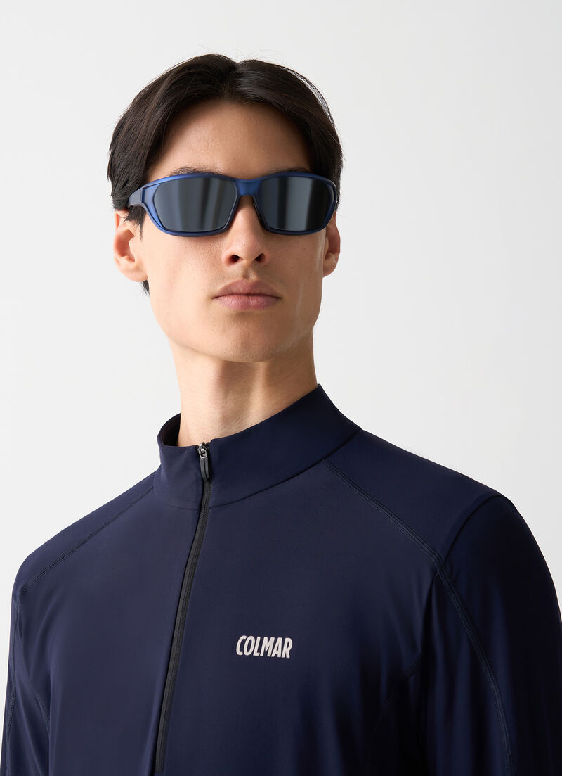 Thermal stretch ski jumper with half-zip