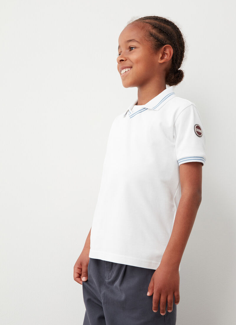 Contrasting striped polo-shirt