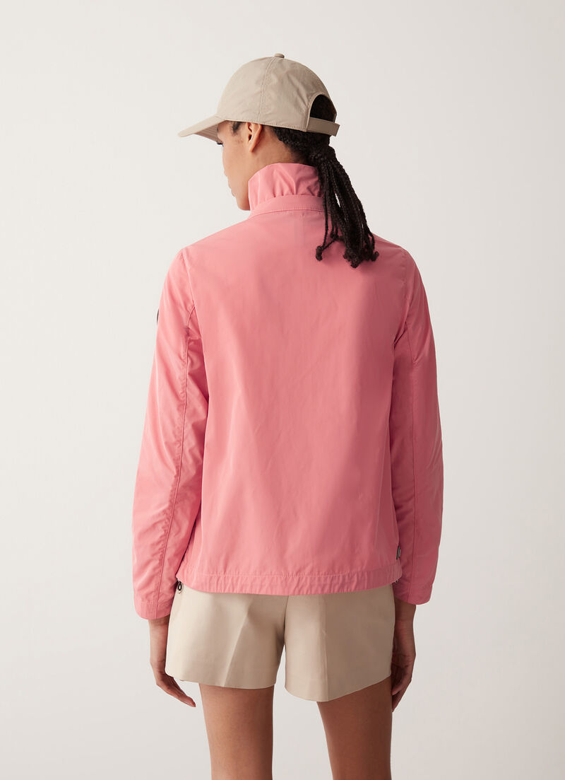 Unlined taffeta jacket with high neck