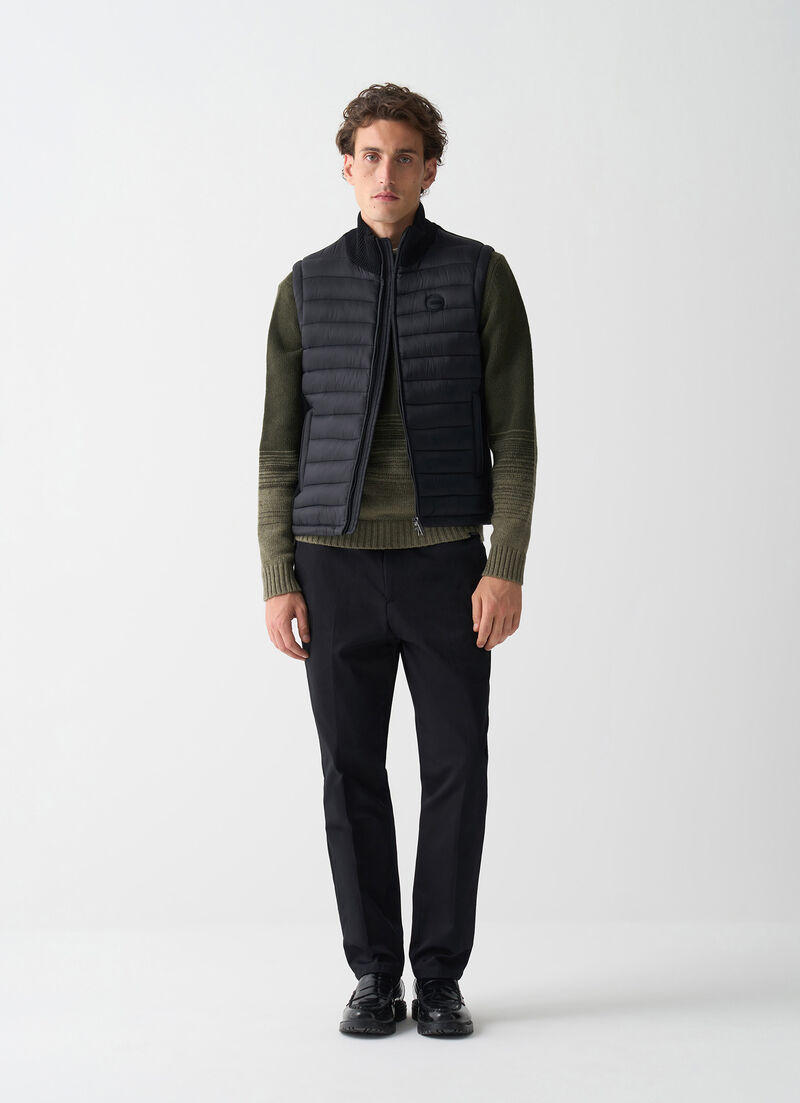 Vest with rib-knit inserts