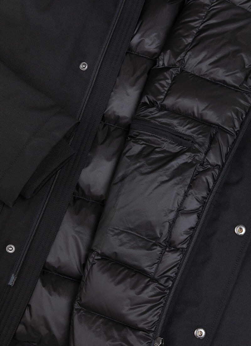 Twill down jacket with patch pockets