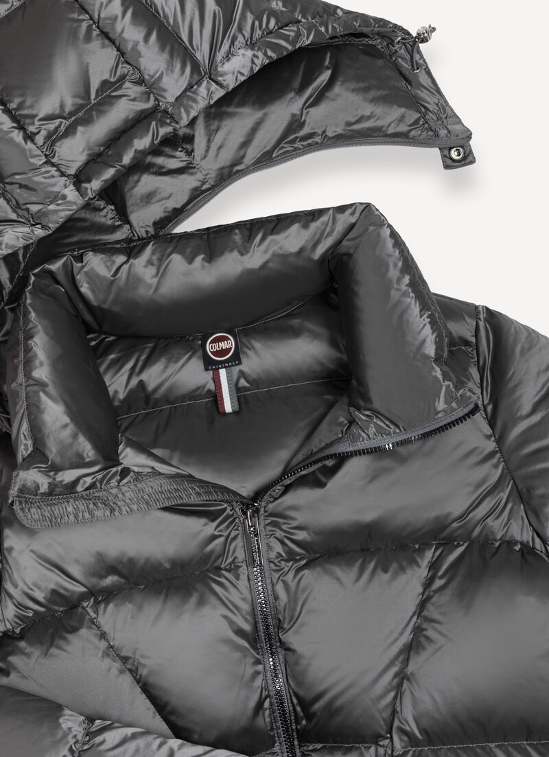 Long down jacket with side slits