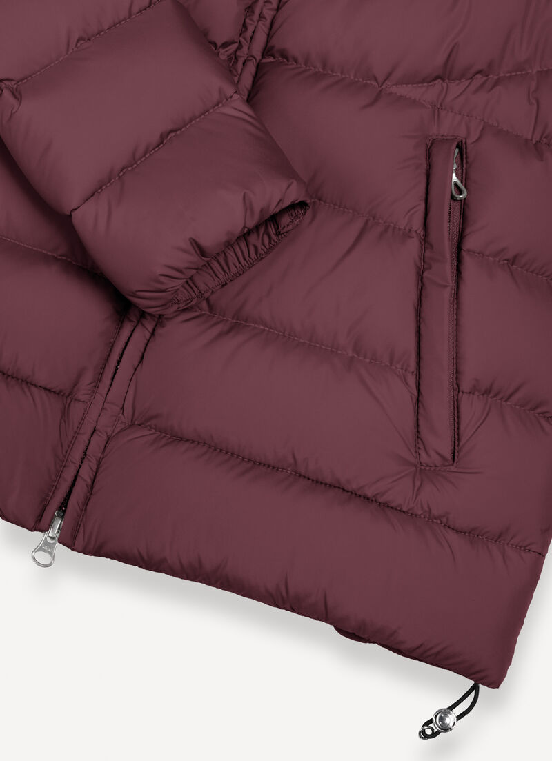 Down jacket with fixed hood in matt fabric