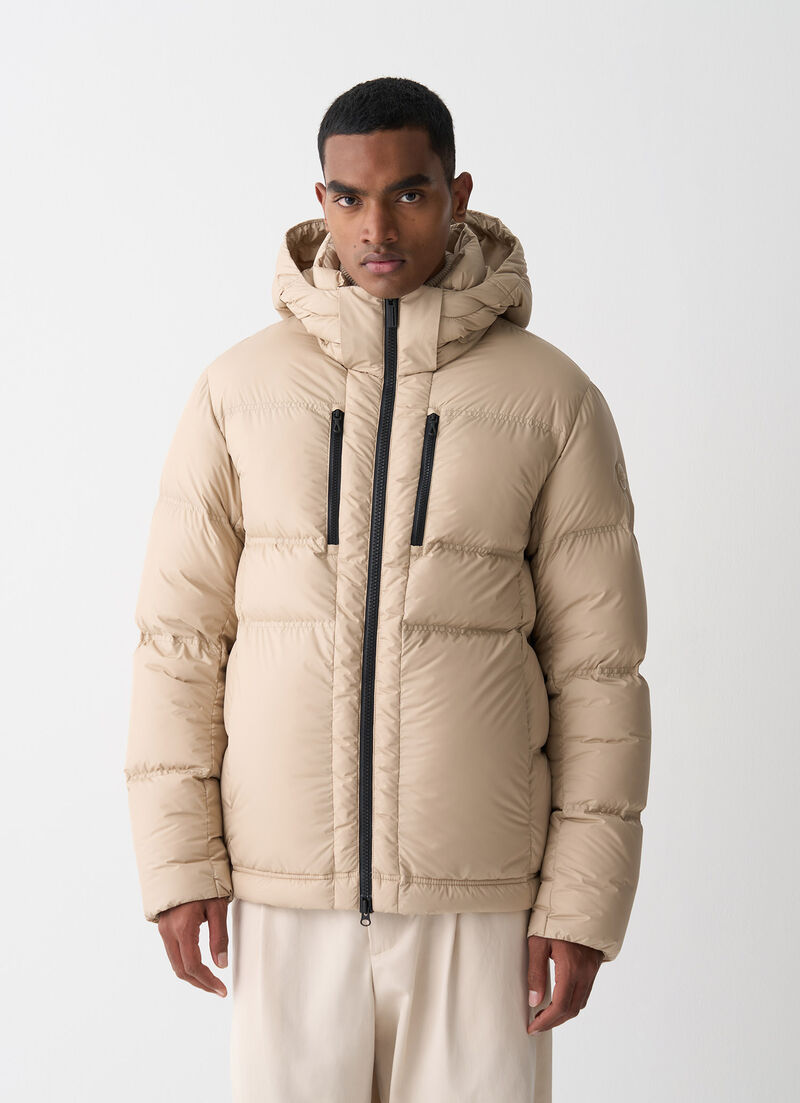 Puffy down jacket with hood