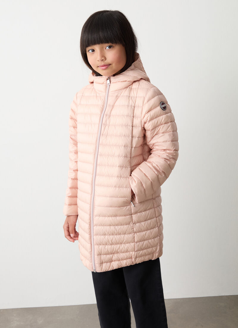 Long down jacket with hood