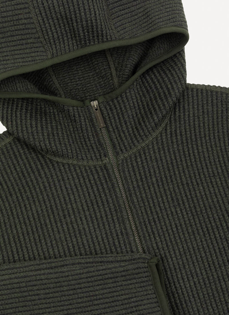 Rib-knit pullover with hood