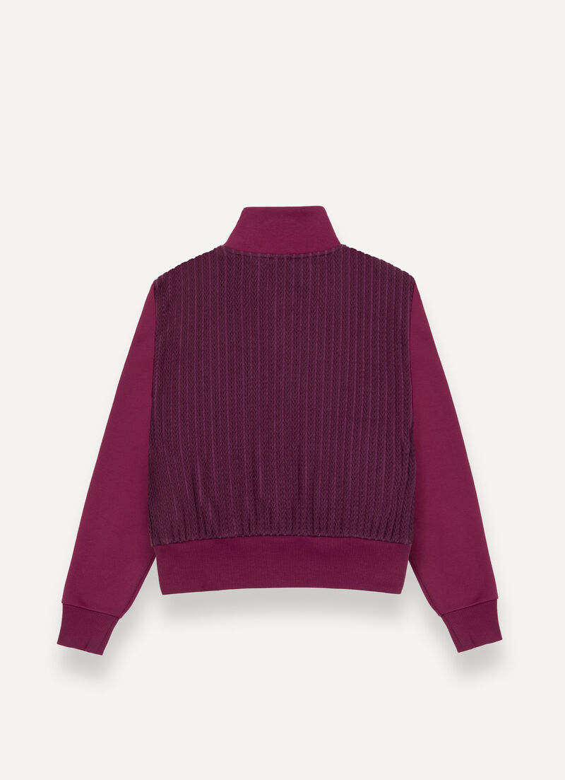 Cable-knit sweatshirt with zip