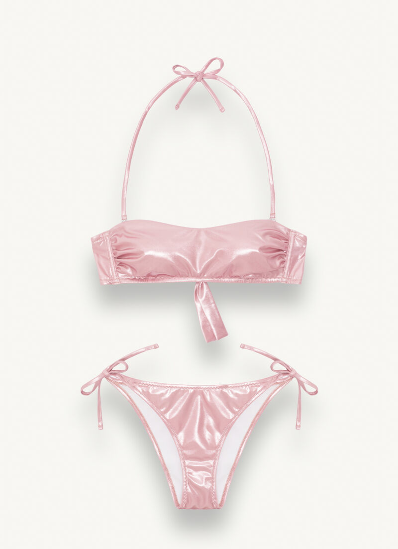 Glitter effect bandeau bikini