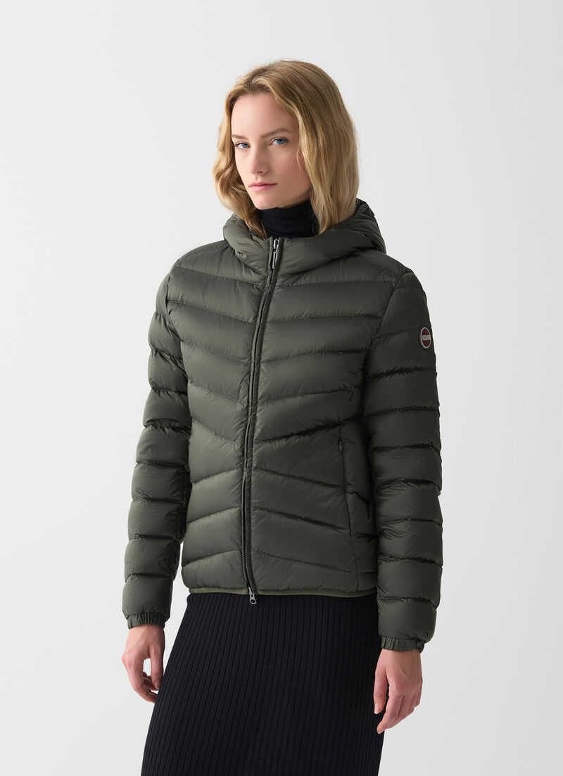 Quilted down jacket with hood