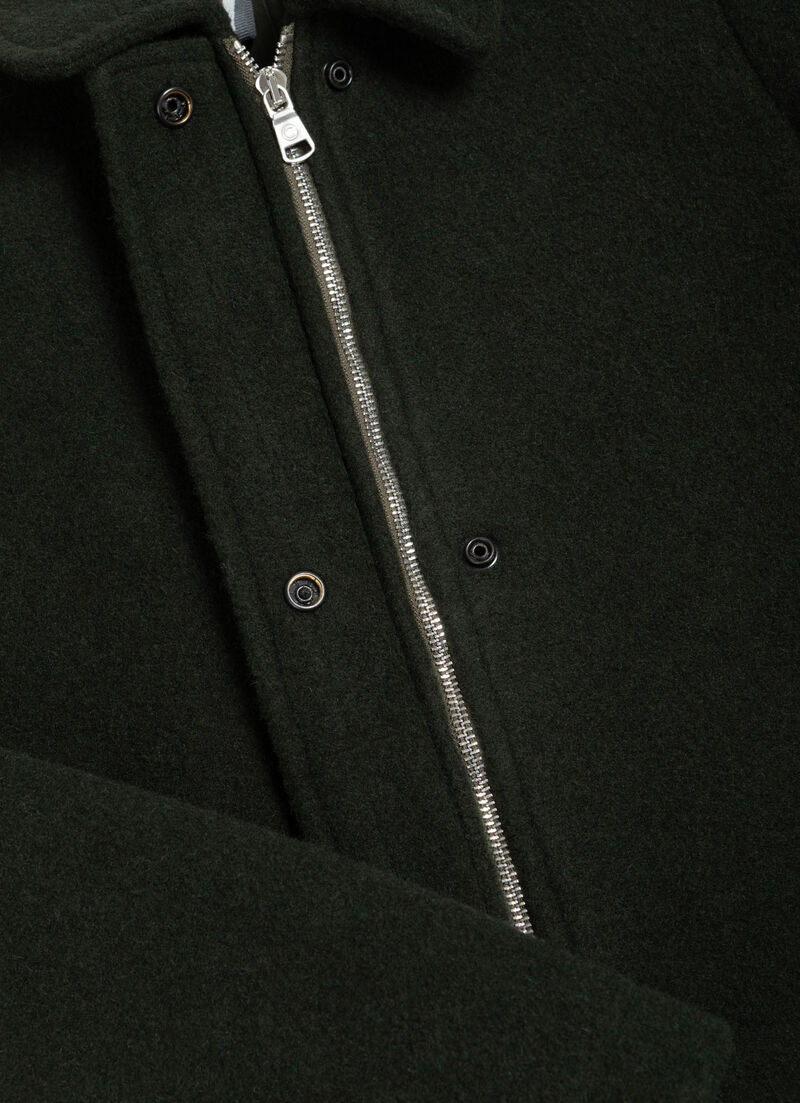 Wool baize coat with zip