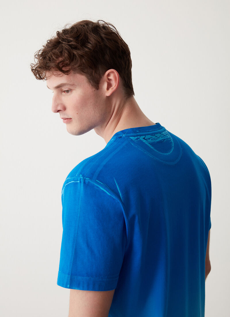 Faded effect printed cotton T-shirt