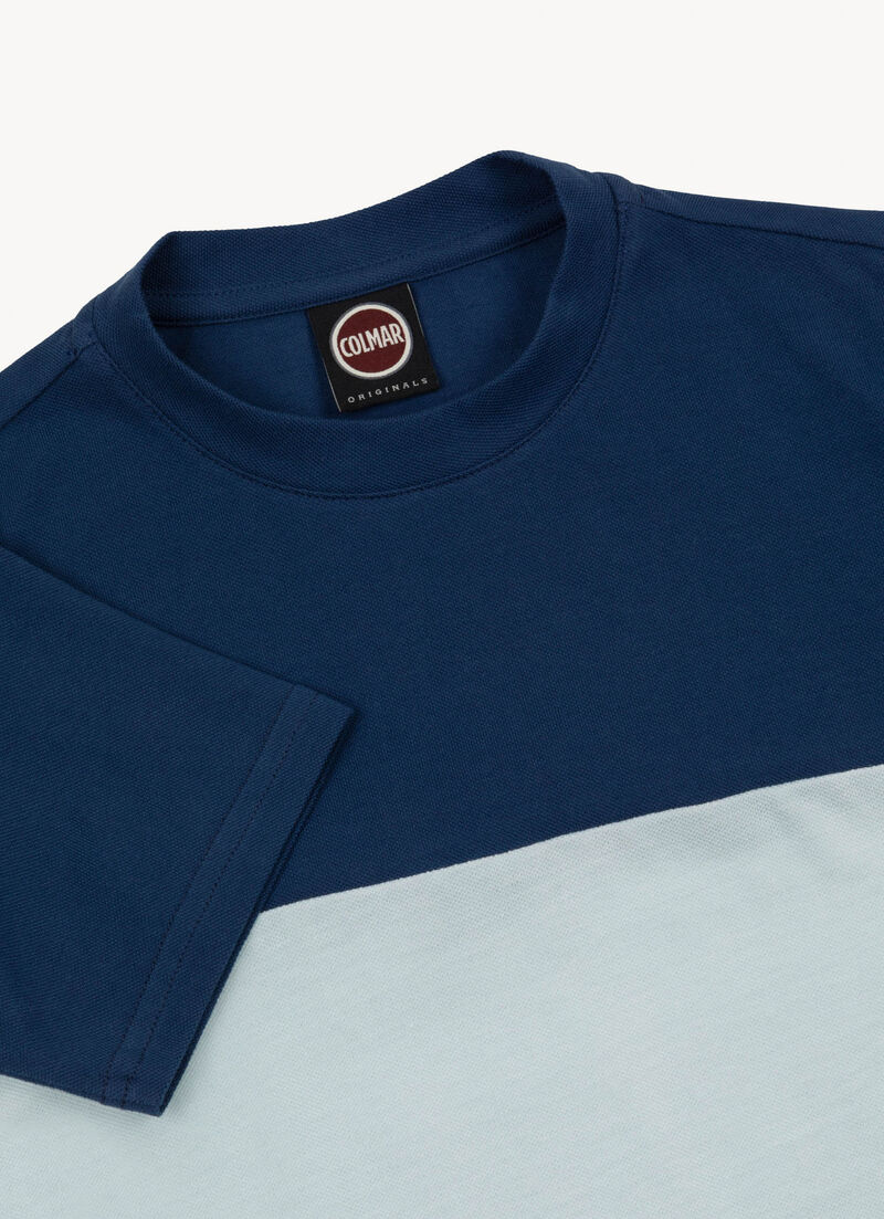 Colour-block cotton piqué T-shirt