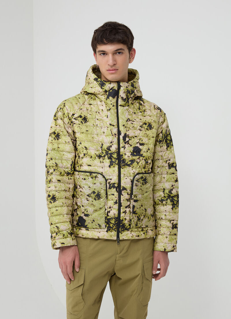 Pixelated camouflage down jacket