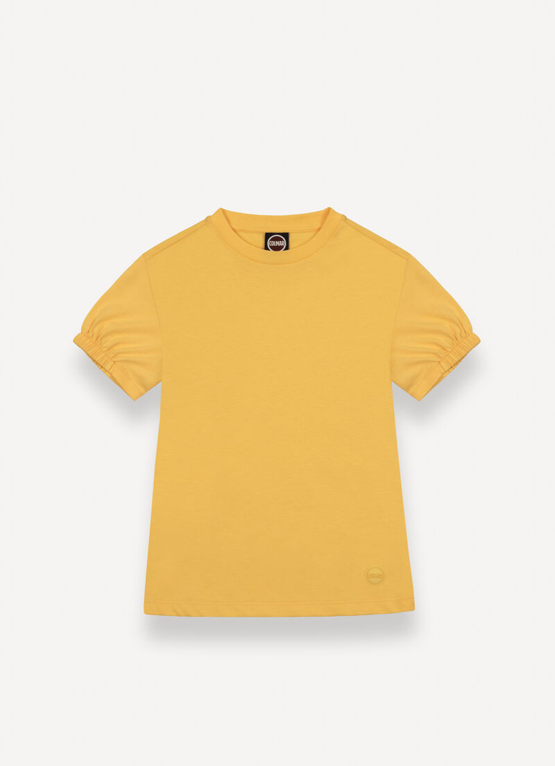 T-shirt with gathered sleeve