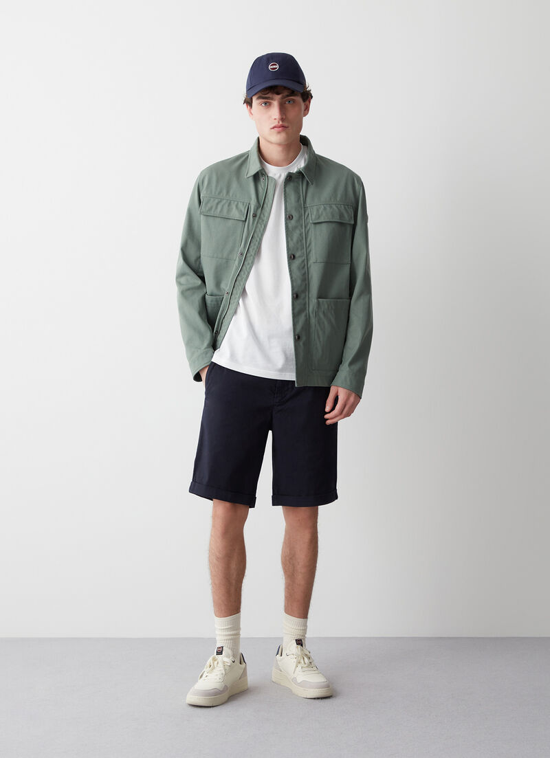 Garment-dyed shorts with turn-up hems