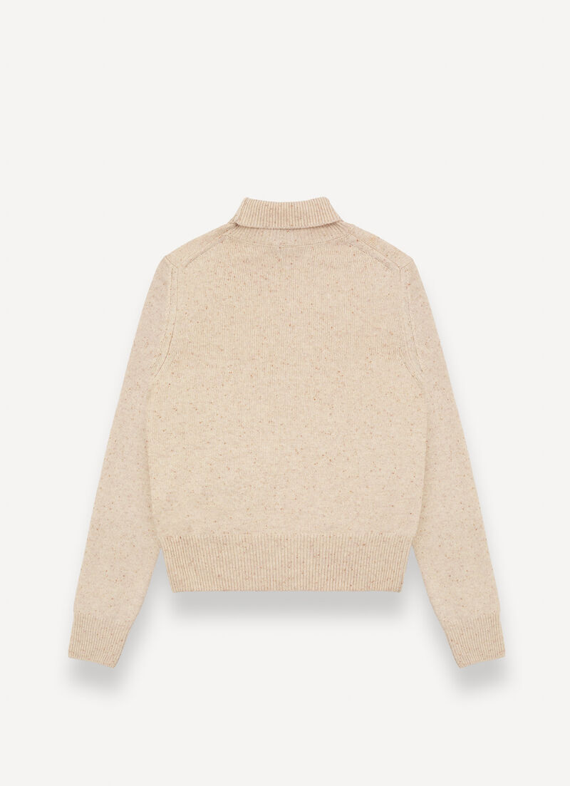 Melange polo-neck jumper