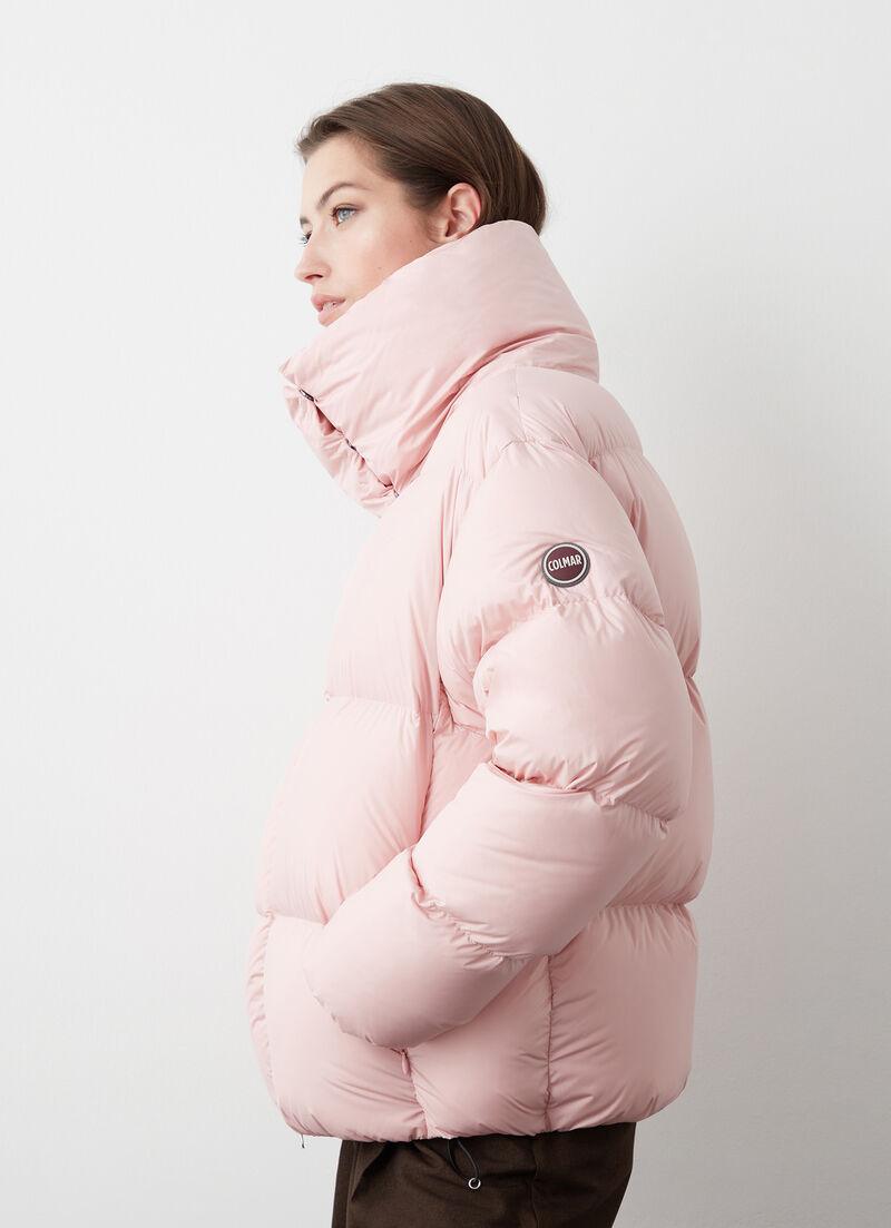 Oversized down jacket with maxi-collar