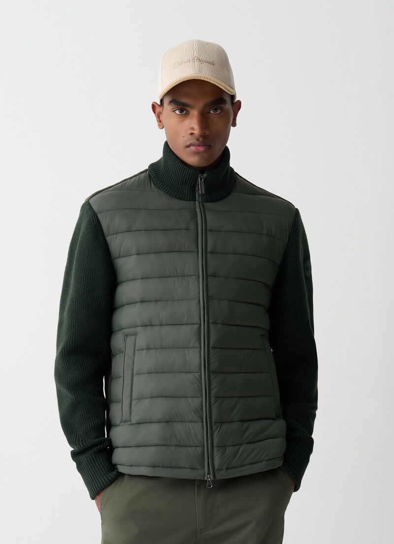 Jacket with knit sleeves