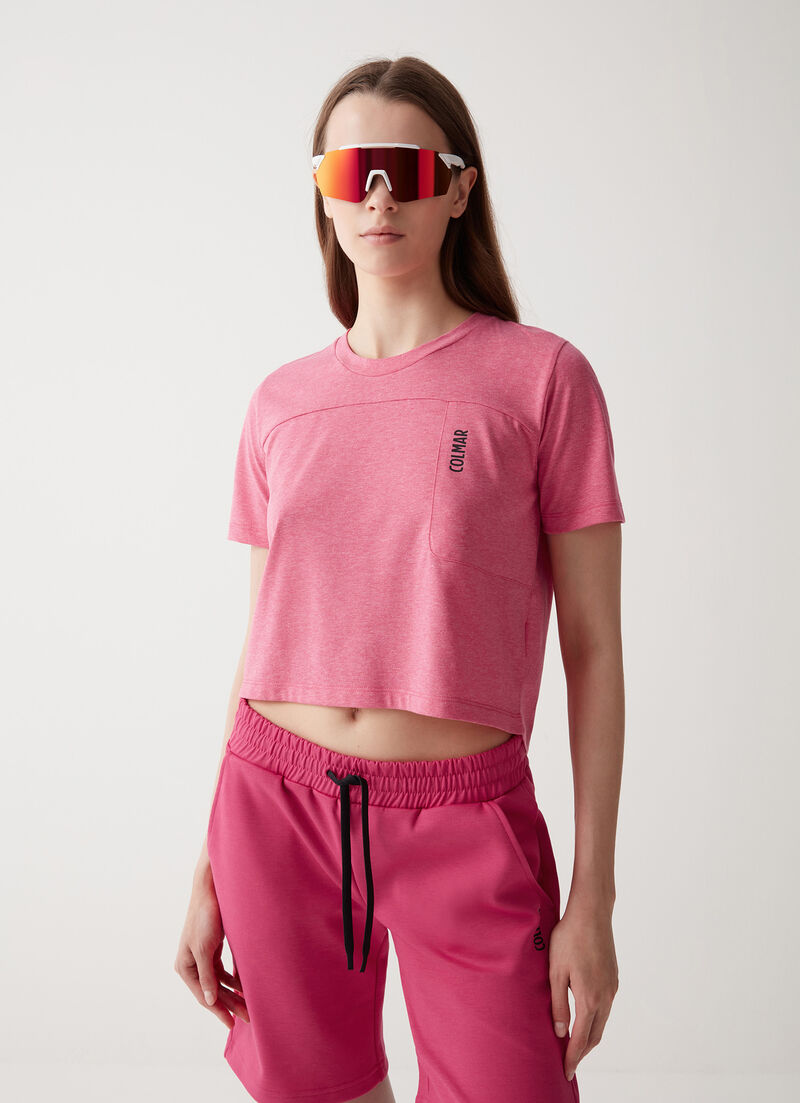Cropped round-neck T-shirt