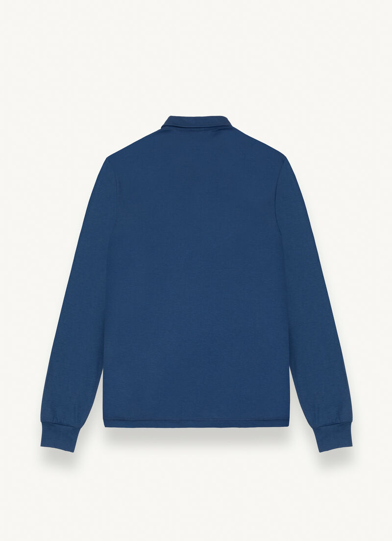 Long-sleeved polo shirt with shirt-style collar