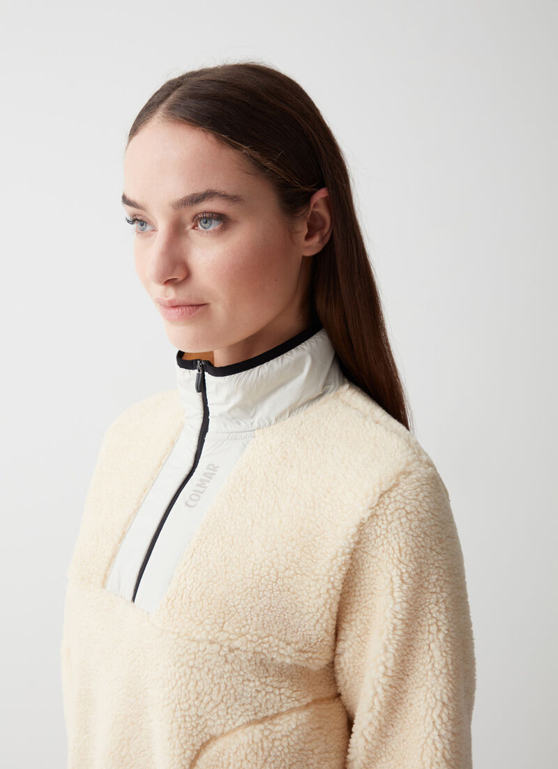 Sherpa-style knit sweatshirt