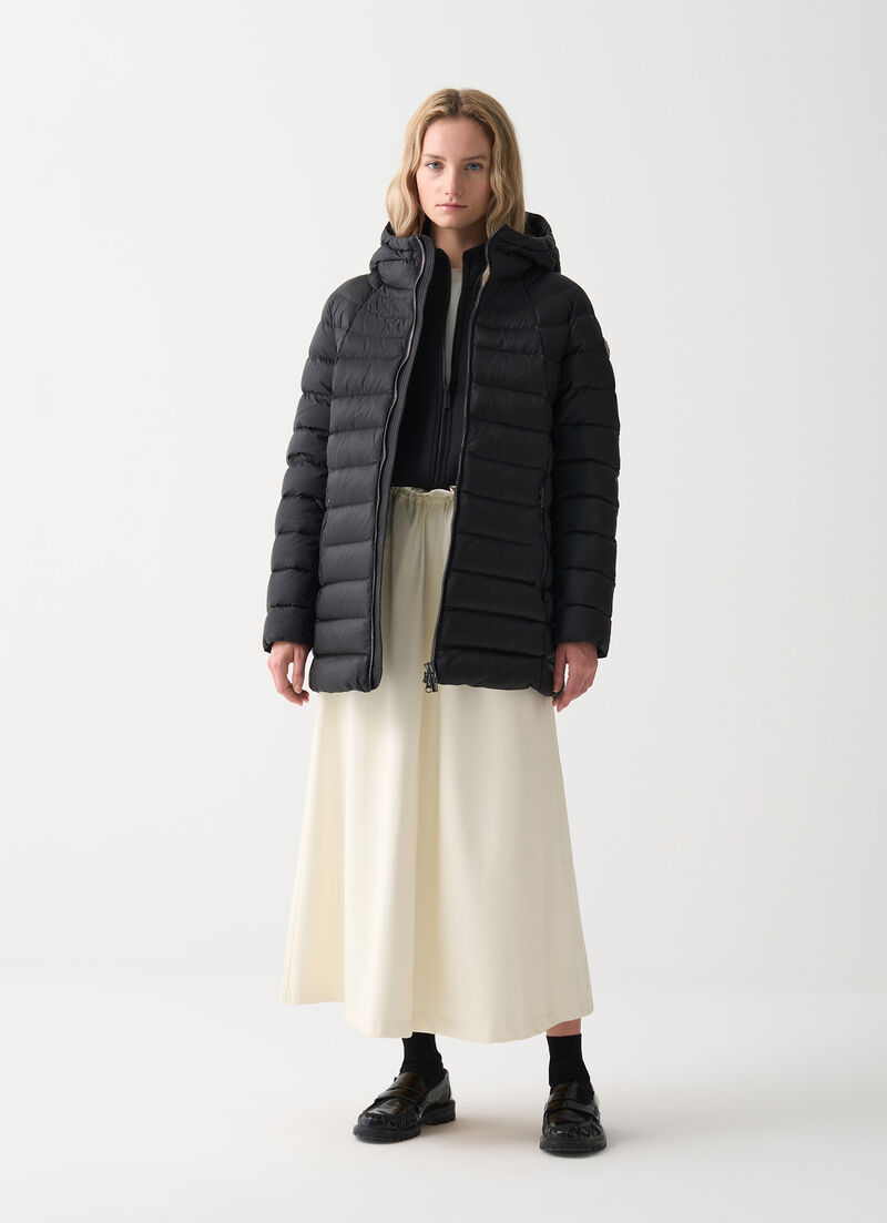 Hooded A-line down jacket