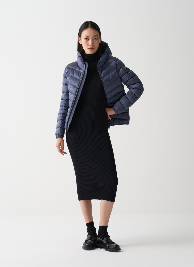 Quilted down jacket with hood