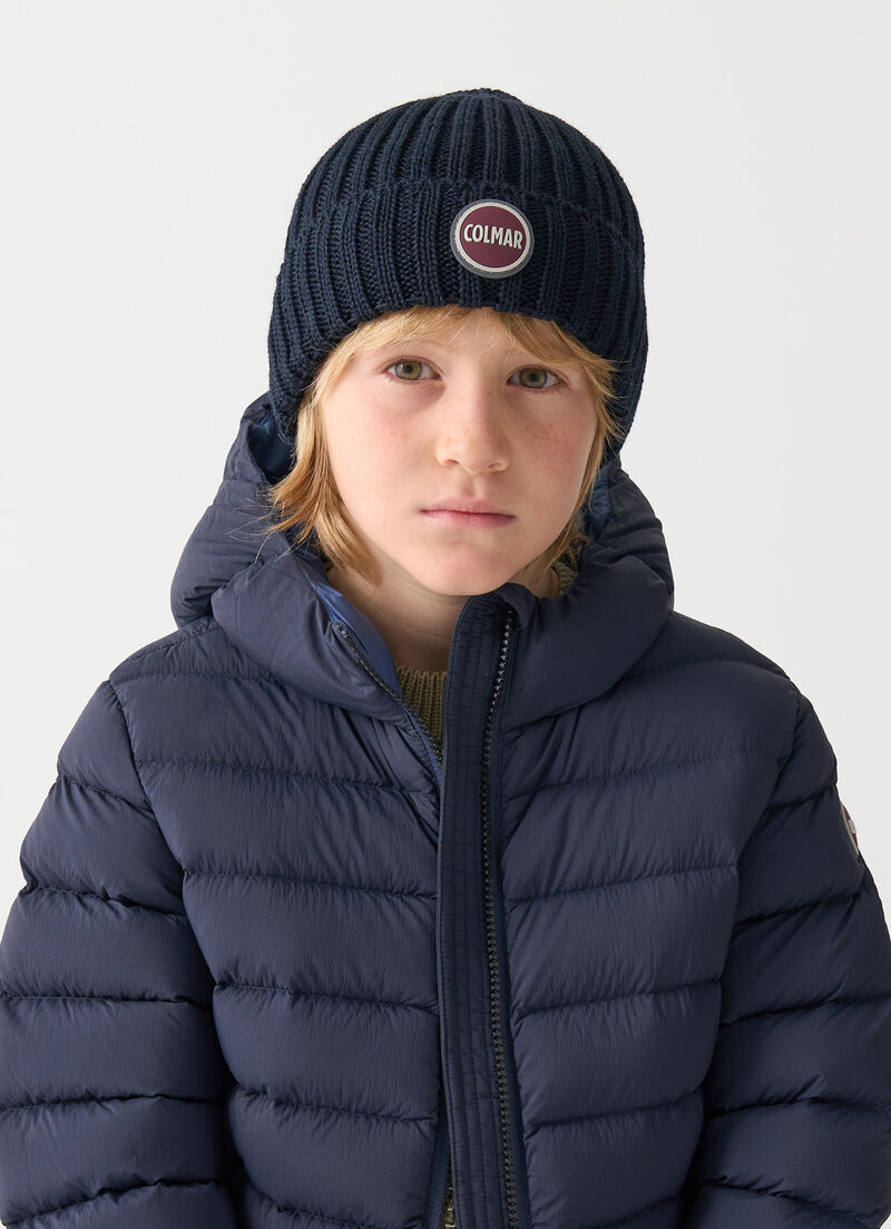 Unisex rib-knit hat with turn-up