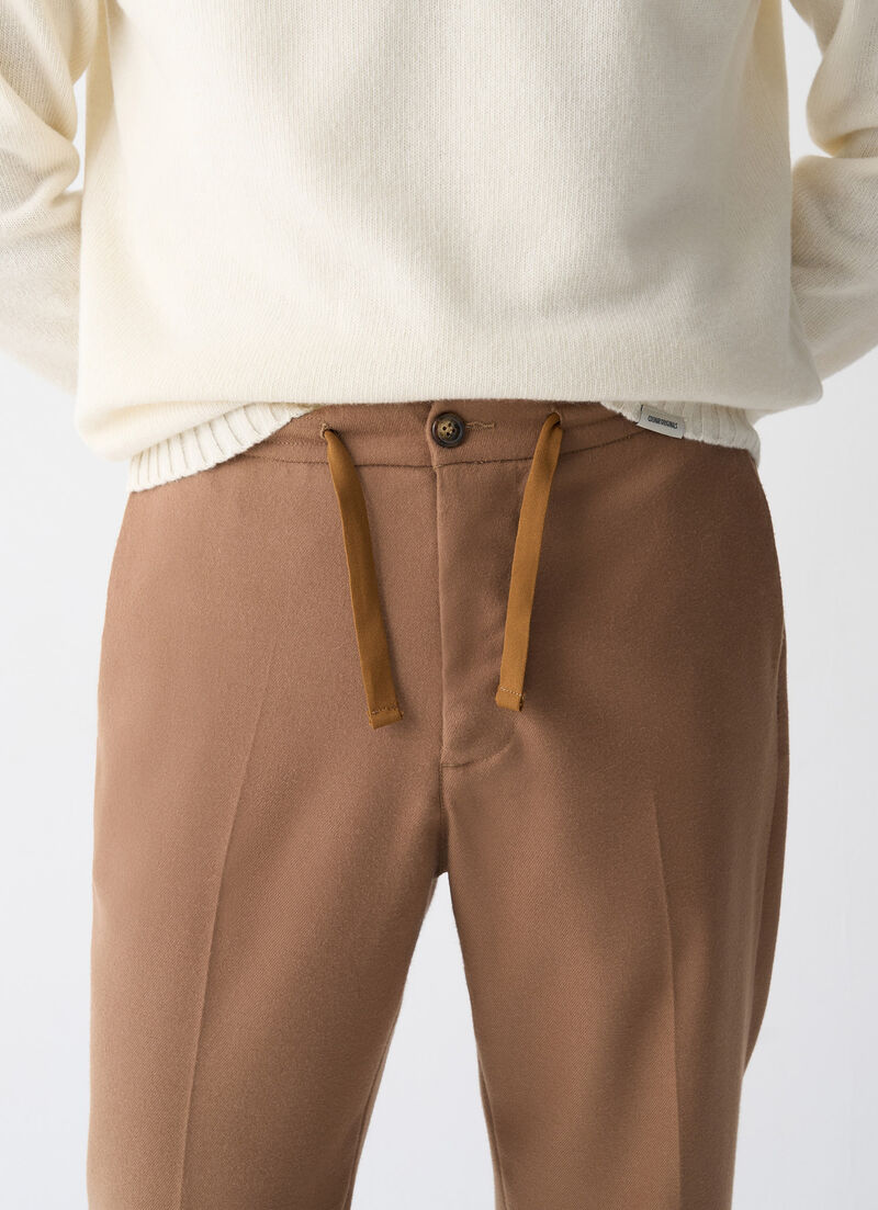 Wool-effect trousers with drawstring