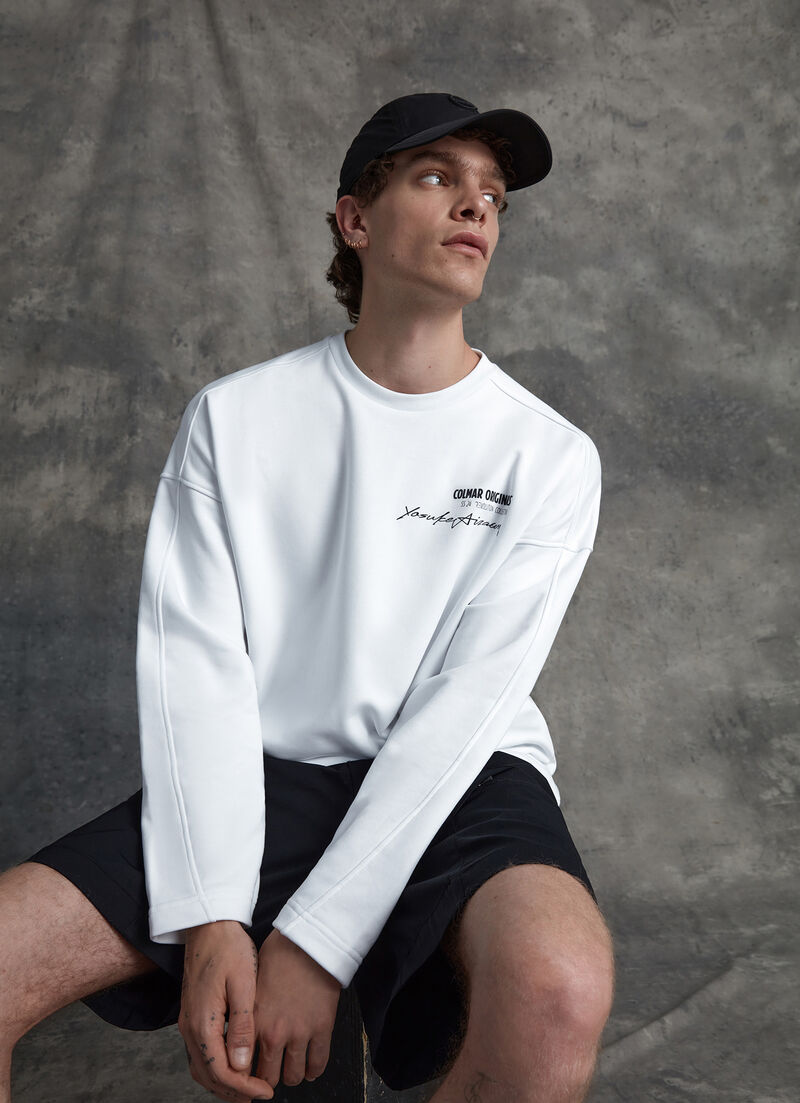 Unbrushed cotton blend sweatshirt