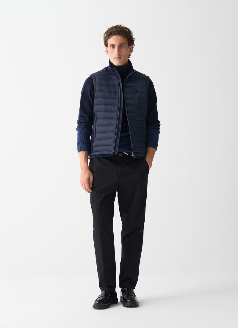 Vest with rib-knit inserts