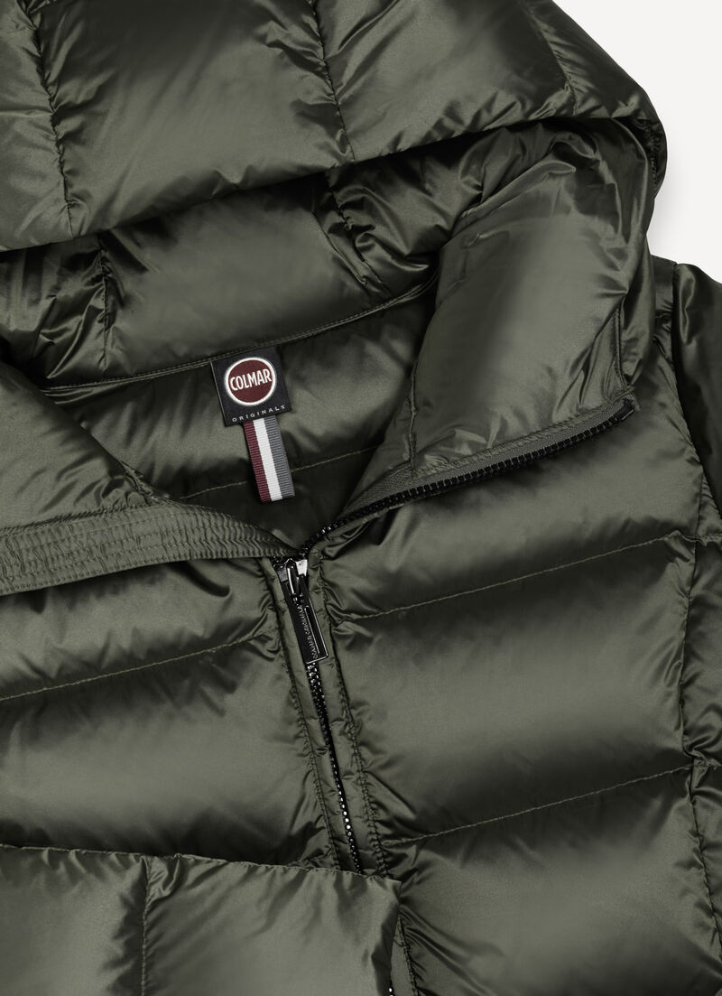 Long down jacket with hood