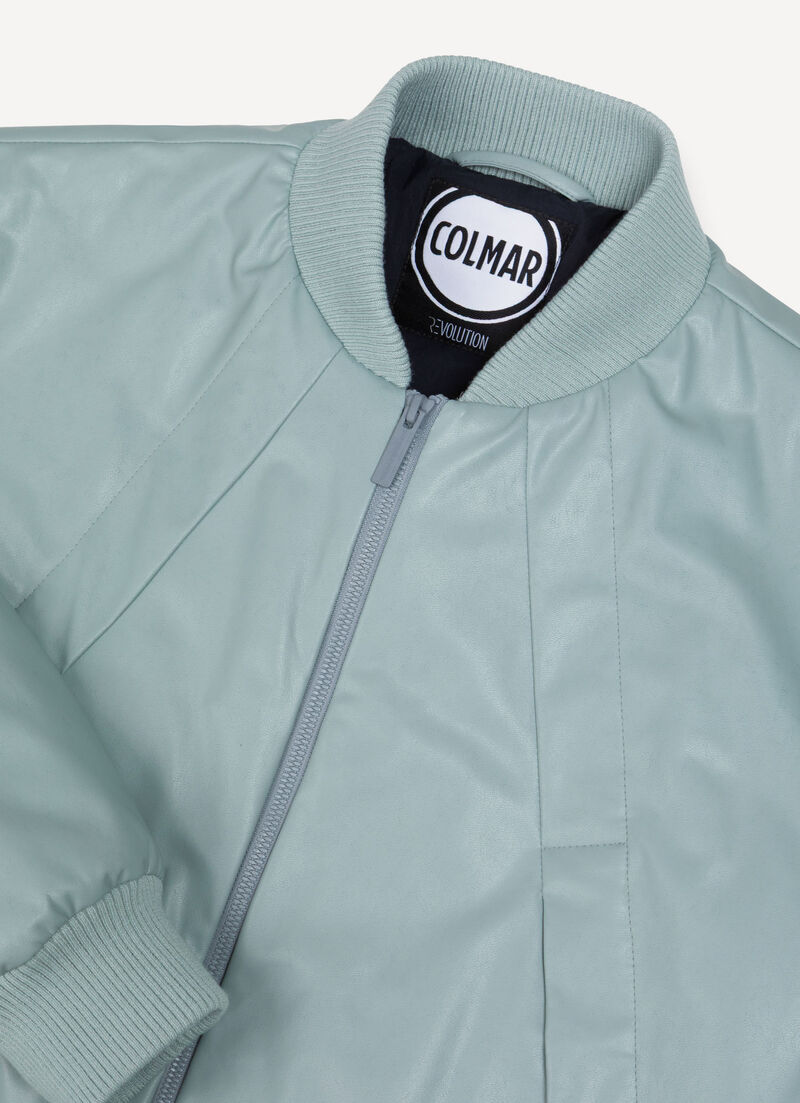 Faux leather bomber jacket