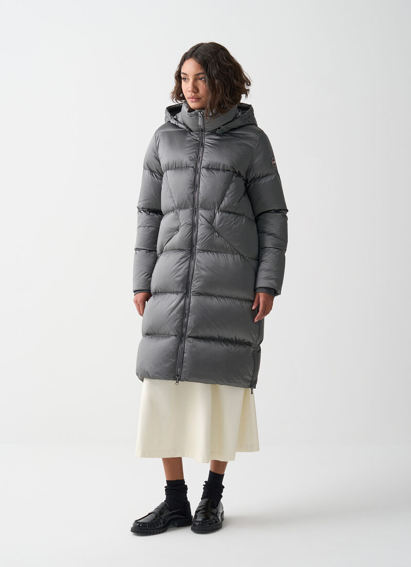 Long down jacket with side slits