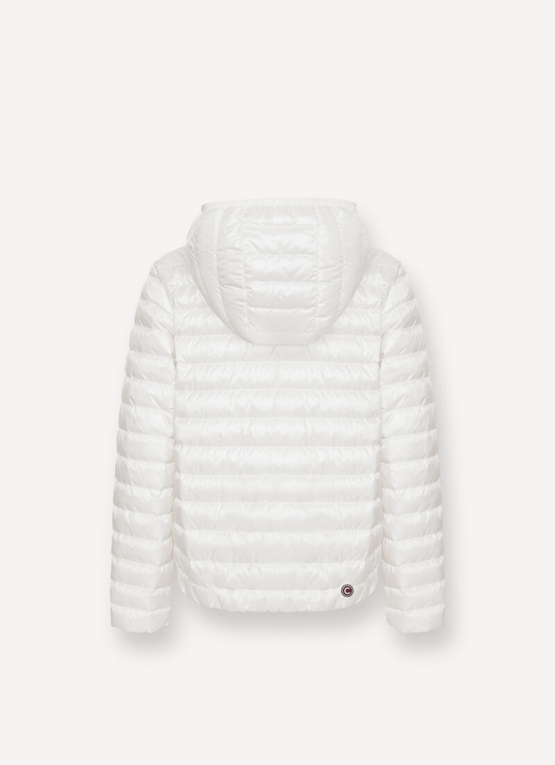 Down jacket with elasticated hem