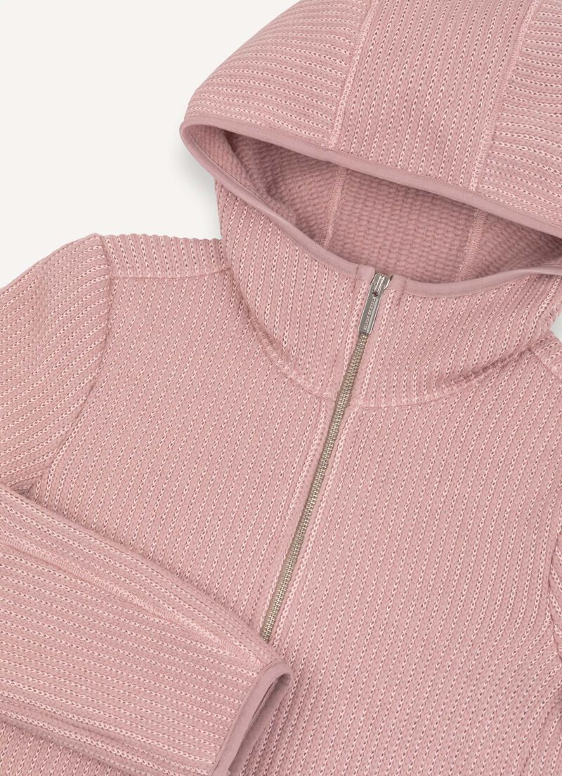 Rib-knit pullover with hood