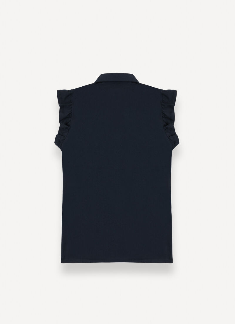 Piqué polo-shirt with ruches
