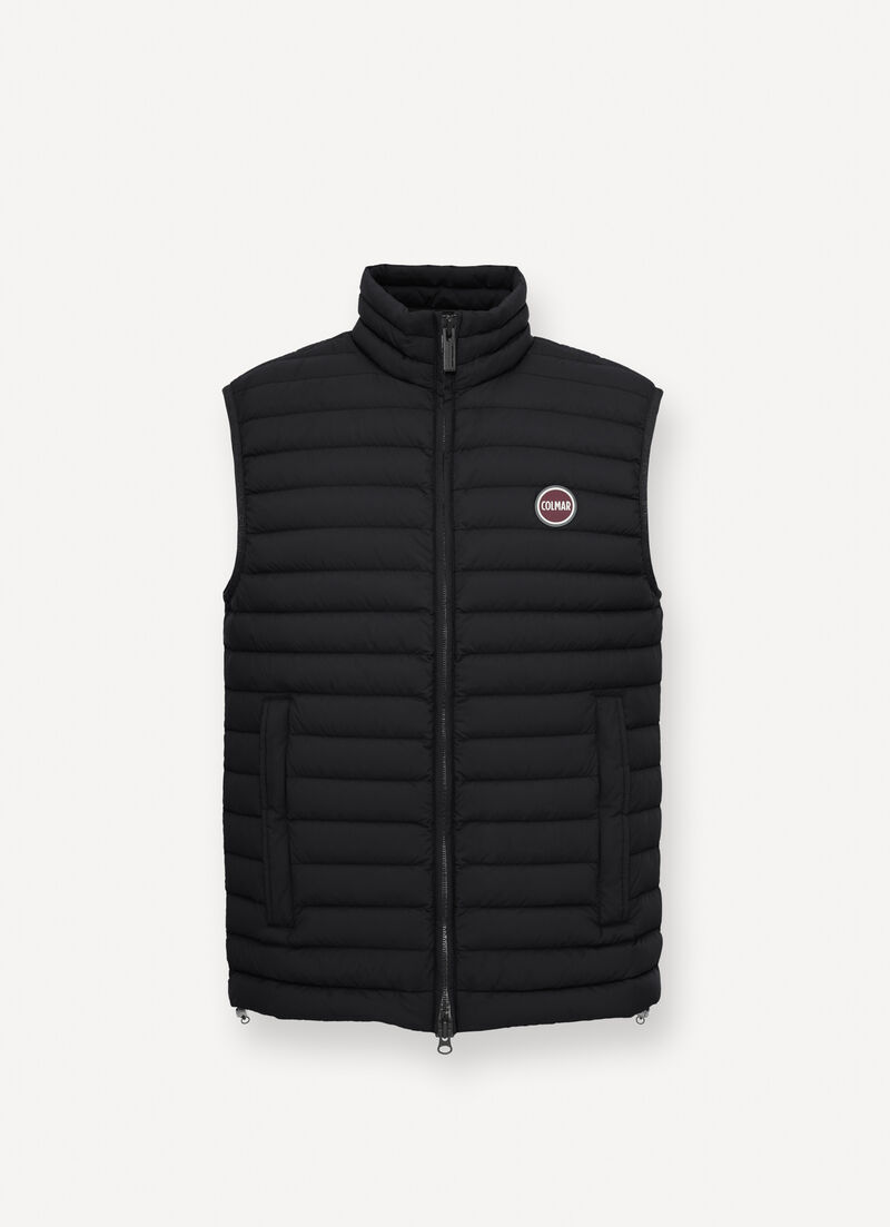 Light down vest with drawstring