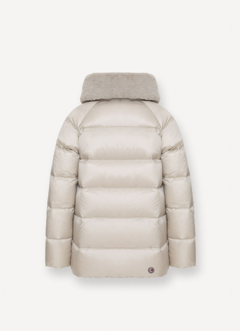 Down jacket with fur collar