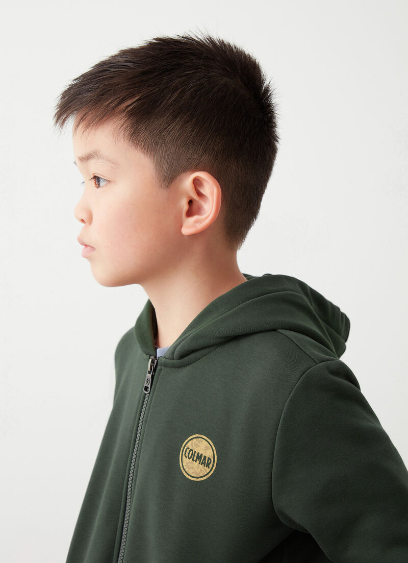 Zip-up sweatshirt with camouflage logo