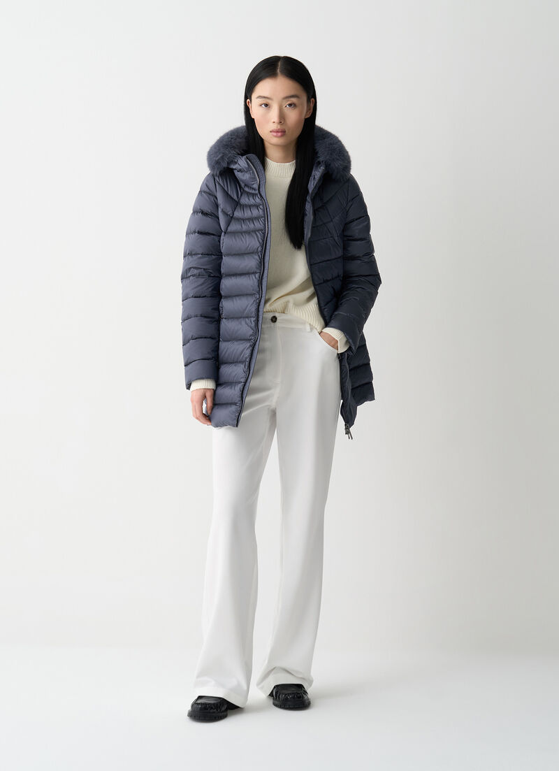 A-line down jacket with fur