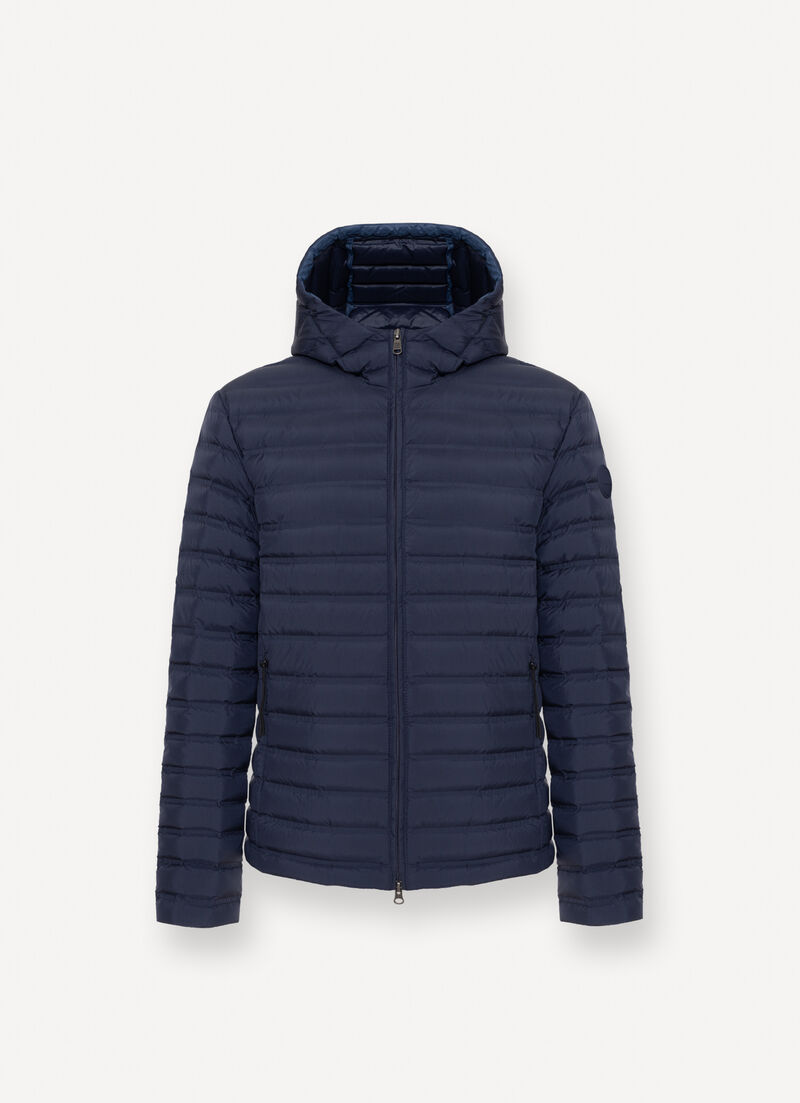 Seamless down jacket with hood